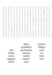 English Worksheet: FAMILY WORD SEARCH