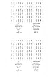 English Worksheet: GREETINGS WORDSEARCH