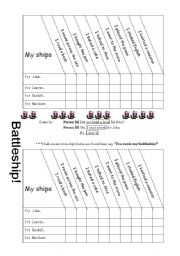 English Worksheet: Past Tense BattleShip!!