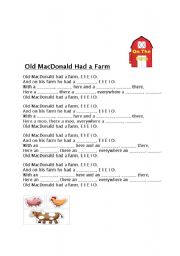 English Worksheet: Old MacDonald Had a Farm