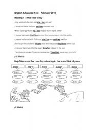 English worksheet: ENGLISH SUBJECT