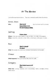 English worksheet: At the movies