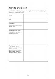 English Worksheet: Character profile sheet