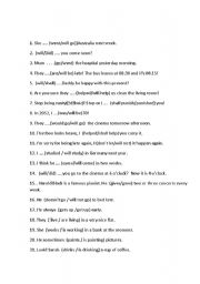 English Worksheet: Present,past,continiuous tenses