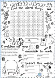 English Worksheet: back to school