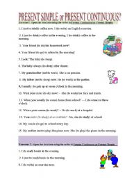 English Worksheet: PRESENT SIMPLE or CONTINUOUS
