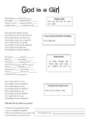 English Worksheet: God is a Girl listening activity