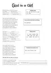 English worksheet: God is a Girl listening activity