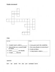 English worksheet: Koala crossword