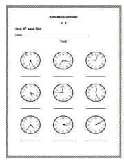 English Worksheet: tell the time