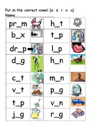 English Worksheet: Short vowel sound