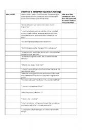 English worksheet: Death of A Salesman - quotes challenge