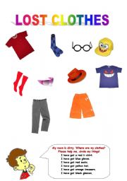 English worksheet: MY CLOTHES (clothes writing practice and have got structure for very young learners)
