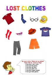 English Worksheet: MY CLOTHES (clothes writing practice and have got structure for very young learners)