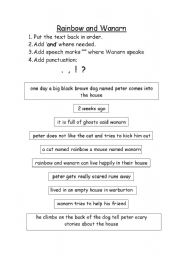 English Worksheet: Rainbow the cat and Wanarn the mouse