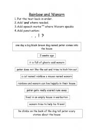 English Worksheet: Rainbow the cat and Wanarn the mouse