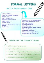 English Worksheet: Formal letters expressions