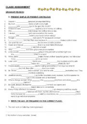 English Worksheet: GRAMMAR REVISION ASSIGNMENT