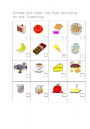 English worksheet: LISTENING FOOD