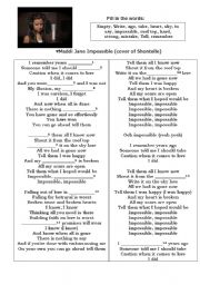 English Worksheet: song Maddi Jane Impossible 