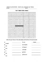 Simple Past verbs - Word search - Regular & Irregular Vbs.