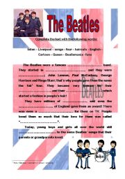 English Worksheet: The Beatles, gap filling