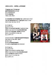 English Worksheet: Avril Lavigne