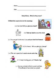 English Worksheet: Body Idioms