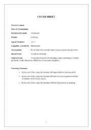 English worksheet: listening lesson plan