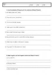 English Worksheet: Simple Present Exercises