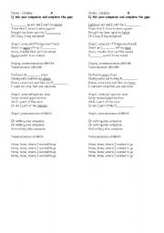 English Worksheet: clocks - coldplay