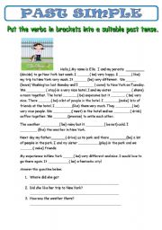 English Worksheet: Past Simple with a reading and with comprehension questions