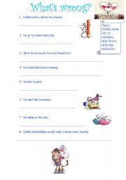 English worksheet: Present simple with Diddle