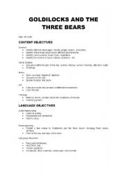 English Worksheet: Goldilocks and the three bears