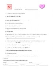 English Worksheet: Quiz    Valentines Day