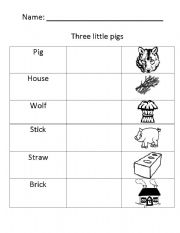 English Worksheet: Three little pigs vocabulary