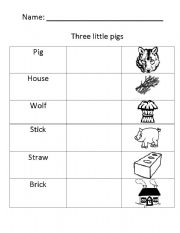 English worksheet: Three little pigs vocabulary