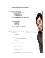 English Worksheet: Back to school, Mr Bean