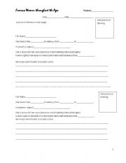 English Worksheet: Famous women thoughout the ages