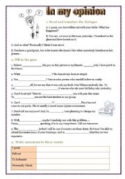 English Worksheet: In my opinion