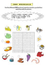 English Worksheet: FOOD wordsearch