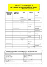 English worksheet: Advanced vocabulary fun 