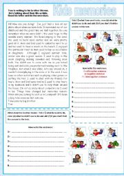 English Worksheet: Kids memories - used to / didnt use to