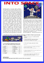 English Worksheet: Going into space