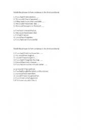 English Worksheet: Third conditional matching exercise