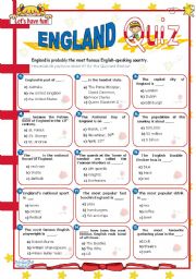 English Worksheet: England Quiz