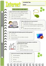 English Worksheet: Listening: Internet ( 2 ) + key