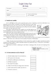 English Worksheet: Written test