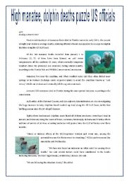 English Worksheet: THE DEATH OF MAMMALS - ENVIRONMENT