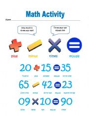 English Worksheet: math class